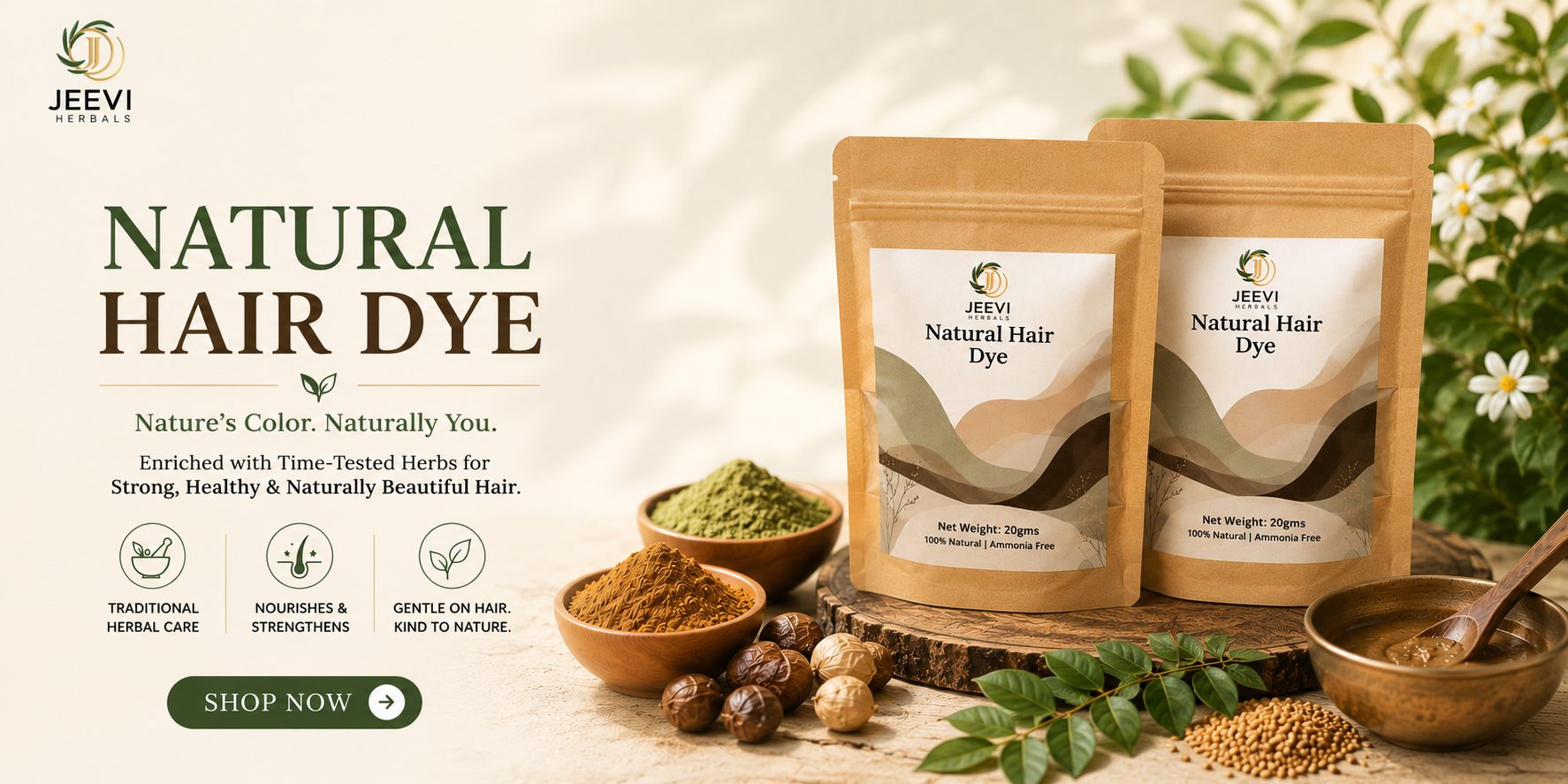 Jeevi Herbals Natural Hair Dye — nature's color, naturally you